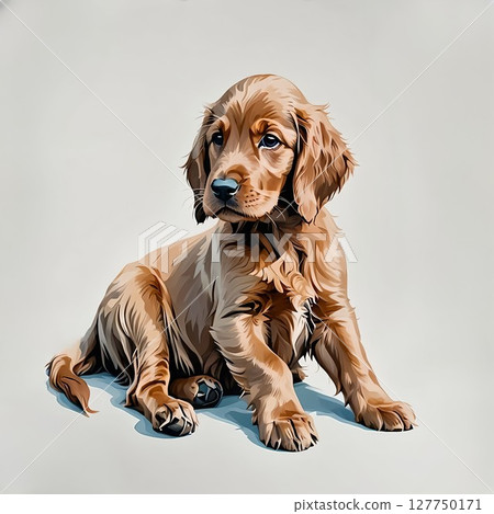 Irish setter puppy gazing into the distance Irish setter puppy gazing into the distance 127750171