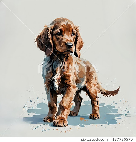 Elegantly standing Irish Setter puppy 127750579