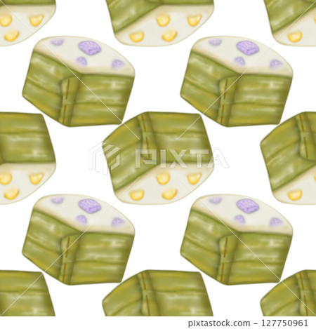 Seamless pattern of Thai Traditional Desserts Cute Collection hand drawn style illustrations on transparent background. Seamless pattern of Thai Traditional Desserts Cute Collection hand drawn style illustrations on transparent background. 127750961