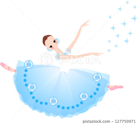 芭蕾舞女演員身著淺藍色服裝跳芭蕾舞 127750971