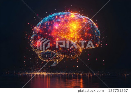 Digital Brain Network Concept with Glowing Connections and Data Streams 127751267