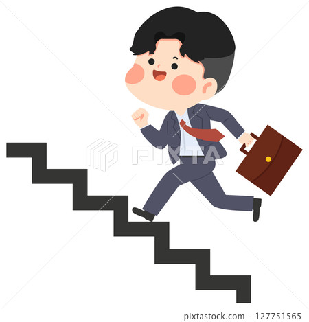 Cartoon Businessman Climbing Stairs Illustration Cartoon Businessman Climbing Stairs Illustration 127751565