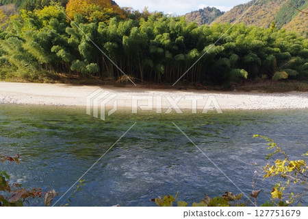 A view of the Ota River near Ozaki village in Akiota town 127751679