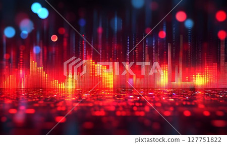 Dynamic Visualization: Digital landscape with geometric shapes and vibrant colors 127751822