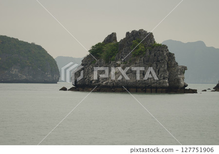 Limestone cliff in Lan Ha Bay. Limestone cliff in Lan Ha Bay. 127751906