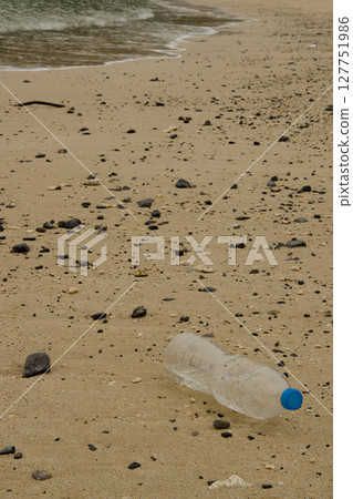 Plastic bottle dumped on a beach. 127751986