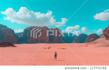 Solitude in the Vast Desert Landscape: A Journey of Discovery and Wonder 127752168