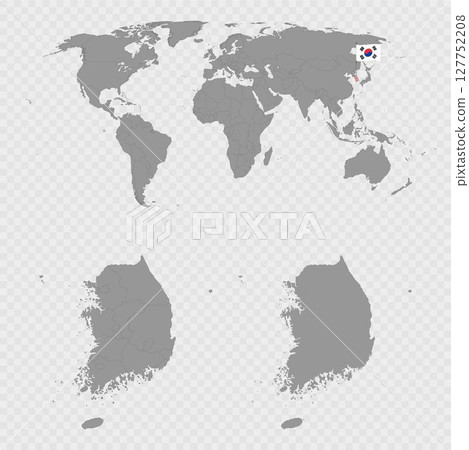 South Korea Map Set with World Location. 127752208