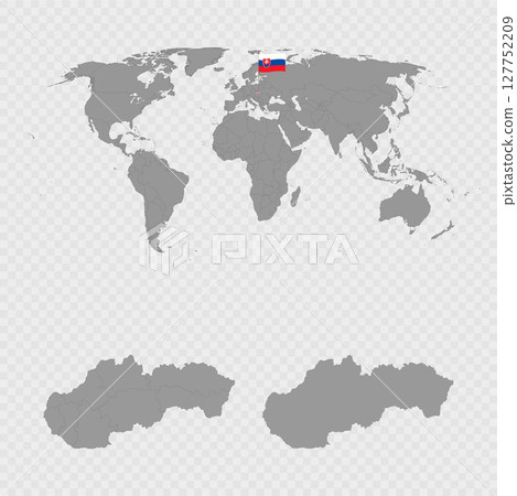 Slovakia Map Set with World Location. 127752209