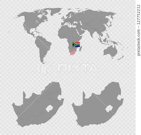 South Africa Map Set with World Location. 127752212