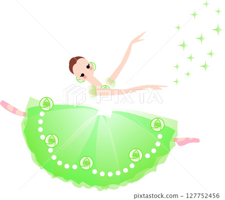 芭蕾舞女星身著黃綠色服裝跳芭蕾舞 芭蕾舞女星身著黃綠色服裝跳芭蕾舞 127752456