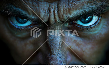 Intense gaze capturing raw human emotion and focused vision 127752529