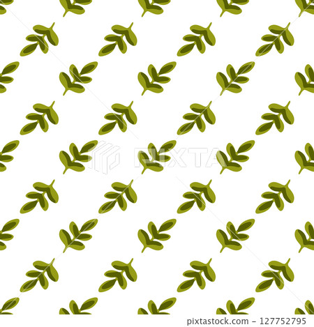 Seamless Green Leaf Branch Pattern 127752795