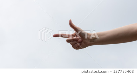 pointing finger pose pointing finger pose 127753408