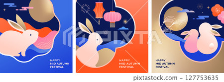 Happy Mid-Autumn Festival story and banner square templates 127753635