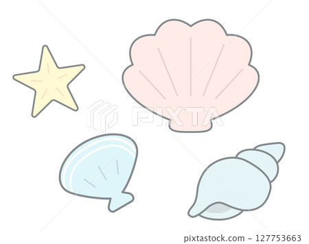 Seashell illustration set Seashell illustration set 127753663