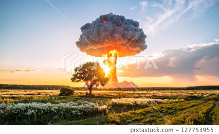 Image of a megacity under air raids (AI-generated image) Image of a megacity under air raids (AI-generated image) 127753955