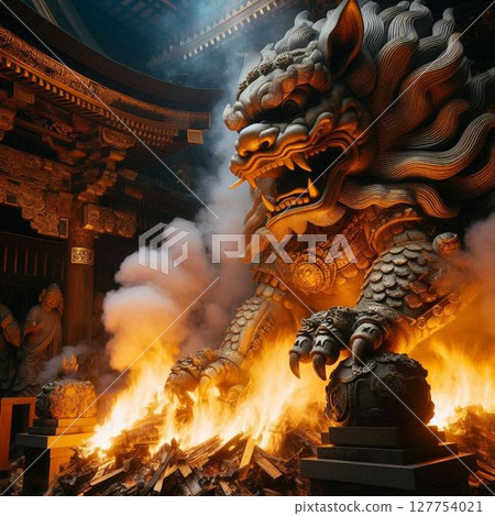 神秘的守護獅插畫 127754021