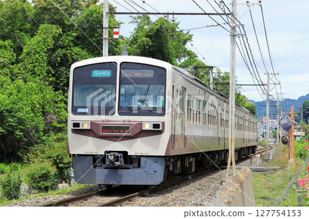 Chichibu Railway "Express train running against a green background" Chichibu Line Chichibu Railway "Express train running against a green background" Chichibu Line 127754153