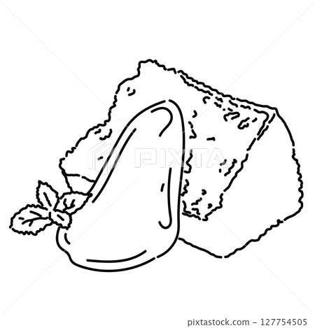 時尚咖啡館的雪紡蛋糕的簡單線條畫插圖 時尚咖啡館的雪紡蛋糕的簡單線條畫插圖 127754505