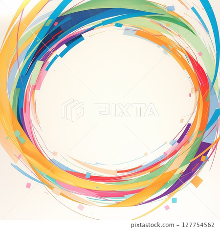 A pop abstract illustration with colorful lines moving in circles 127754562