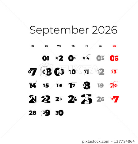 Septeber 2026 calendar Septeber 2026 calendar 127754864