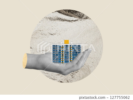 Home purchase concept with a hand holding money, symbolizing mortgage, loan, and real estate Home purchase concept with a hand holding money, symbolizing mortgage, loan, and real estate 127755062