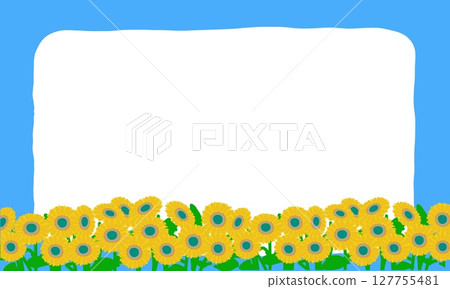 一簇向日葵和藍天的明信片 127755481