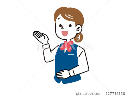 身穿制服的女員工正在解釋 身穿制服的女員工正在解釋 127756138