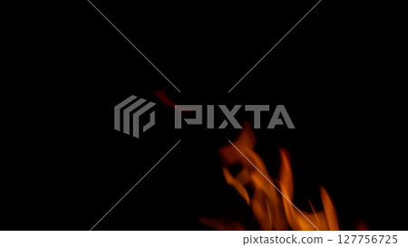 Dynamic Flames Dancing Elegantly in the Depths of Darkness and Shadows All Around 127756725