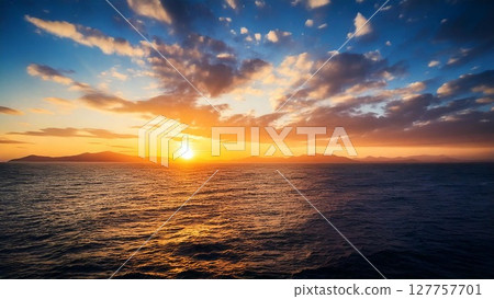 Expansive midsummer sunset sky and sea background material 16:9 size AI generated material Expansive midsummer sunset sky and sea background material 16:9 size AI generated material 127757701