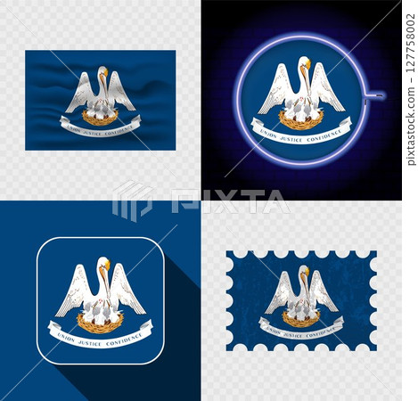 Creative Louisiana Flag Icon Set Collection. Creative Louisiana Flag Icon Set Collection. 127758002