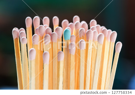 Group of pink matches and one blue match. Diversity, inclusion abstract concept Group of pink matches and one blue match. Diversity, inclusion abstract concept 127758334