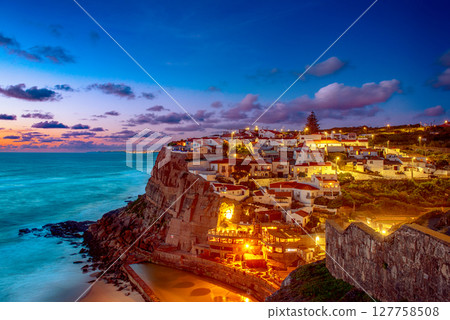 View Of old Azenhas do Mar town In Portugal at night, travel destinations 127758508