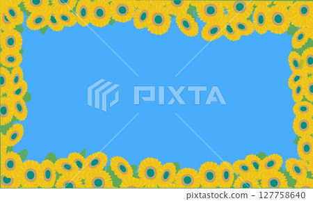 Illustration of a blue sky surrounded by sunflowers Illustration of a blue sky surrounded by sunflowers 127758640