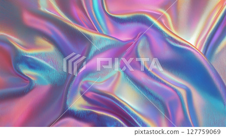 Iridescent fabric shiny gradient holographic blue glow 127759069