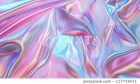 Iridescent fabric shiny gradient holographic blue glow 127759071