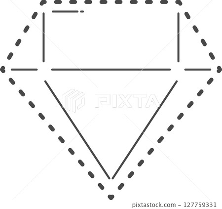 Diamond illustration. Dotted line. Diamond illustration. Dotted line. 127759331