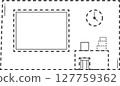 Classroom accessory. Dotted line of classroom. 127759362