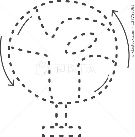 Classroom accessory. Dotted line of globe. Classroom accessory. Dotted line of globe. 127759363
