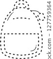 Classroom accessory. Dotted line of school bag. 127759364