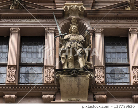 Rupertus Rex Sculpture in Ancient Heidelberg medieval castle in Germany 127759620