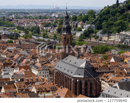 Aerial Town view panorama cityscape from Ancient Heidelberg medieval castle in Germany Aerial Town view panorama cityscape from Ancient Heidelberg medieval castle in Germany 127759640