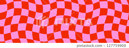 Seamless retro checker pattern background with red and pink wavy squares in groovy style. Abstract checkerboard vector for wallpaper, wrapping paper, fabric, funky prints. Drag to swatches panel Seamless retro checker pattern background with red and pink wavy squares in groovy style. Abstract checkerboard vector for wallpaper, wrapping paper, fabric, funky prints. Drag to swatches panel 127759908
