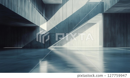 Grey wall concrete empty room hall with shadow sun bright 127759947