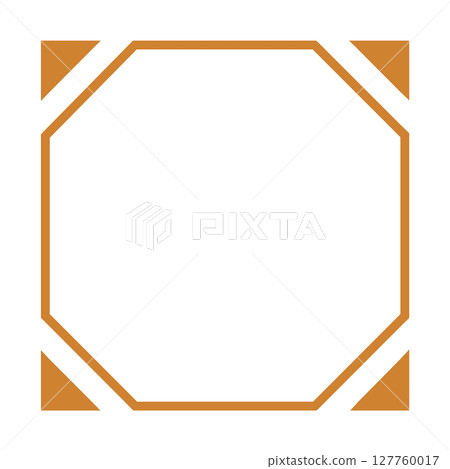 Orange octagonal frame with diagonal corner design on white background 127760017