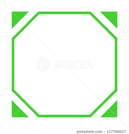 Green octagonal frame with white background and diagonal corner design 127760027