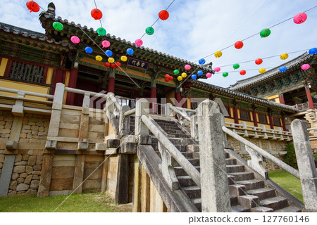 Bulguksa Buddhist temple, UNESCO World Heritage Site in Gyeongju, South Korea Bulguksa Buddhist temple, UNESCO World Heritage Site in Gyeongju, South Korea 127760146