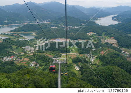 Landscape of Cheongpung Lake near Jecheon city in Chungcheongbukdo province in South Korea 127760166