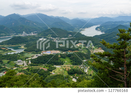 Landscape of Cheongpung Lake near Jecheon city in Chungcheongbukdo province in South Korea Landscape of Cheongpung Lake near Jecheon city in Chungcheongbukdo province in South Korea 127760168